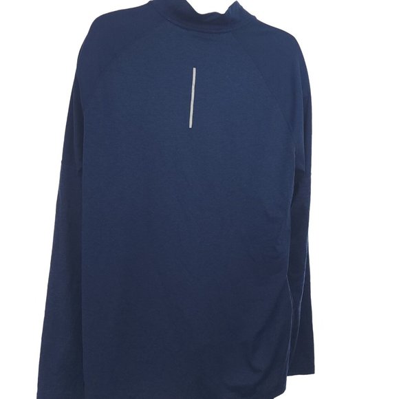 NIKE Dri Fit Mens XL 1/4 Zip Loose Running L/S Shirt Dark Blue Reflective Stripe - Picture 5 of 8